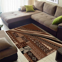 Pasifika Women's Day - Samoa Siapo Malu Tattoo Inspired Area Rug Brown LT7 - Polynesian Pride