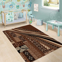 Pasifika Women's Day - Samoa Siapo Malu Tattoo Inspired Area Rug Brown LT7 - Polynesian Pride