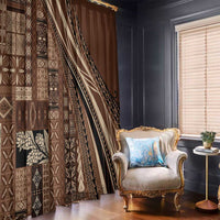 Pasifika Women's Day - Samoa Siapo Malu Tattoo Inspired Window Curtain Brown