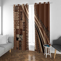 Pasifika Women's Day - Samoa Siapo Malu Tattoo Inspired Window Curtain Brown