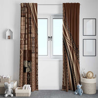 Pasifika Women's Day - Samoa Siapo Malu Tattoo Inspired Window Curtain Brown
