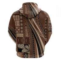 Pasifika Women's Day - Samoa Siapo Malu Tattoo Inspired Zip Hoodie Brown LT7 - Polynesian Pride