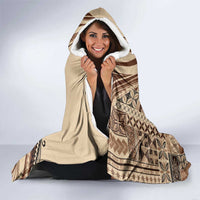 Pasifika Women's Day - Samoa Siapo Malu Tattoo Inspired Hooded Blanket Beige LT7 - Polynesian Pride