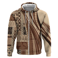 Pasifika Women's Day - Samoa Siapo Malu Tattoo Inspired Hoodie Beige LT7 Zip Hoodie Beige - Polynesian Pride