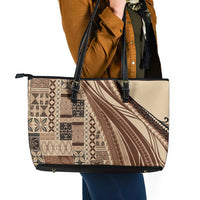 Pasifika Women's Day - Samoa Siapo Malu Tattoo Inspired Leather Tote Bag Beige