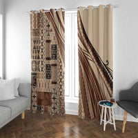 Pasifika Women's Day - Samoa Siapo Malu Tattoo Inspired Window Curtain Beige