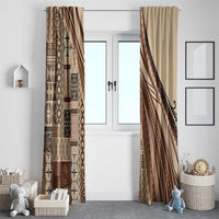 Pasifika Women's Day - Samoa Siapo Malu Tattoo Inspired Window Curtain Beige