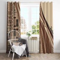 Pasifika Women's Day - Samoa Siapo Malu Tattoo Inspired Window Curtain Beige