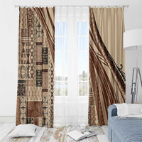 Pasifika Women's Day - Samoa Siapo Malu Tattoo Inspired Window Curtain Beige