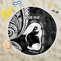 Mother's Day Beach Blanket Polynesia Vintage Hibiscus - Black