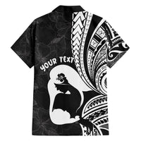 Mother's Day Family Matching Off Shoulder Maxi Dress and Hawaiian Shirt Polynesia Vintage Hibiscus - Black