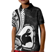 Mother's Day Kid Polo Shirt Polynesia Vintage Hibiscus - Black