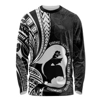 Mother's Day Long Sleeve Shirt Polynesia Vintage Hibiscus - Black LT7 Unisex Black - Polynesian Pride