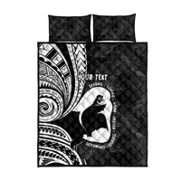 Mother's Day Quilt Bed Set Polynesia Vintage Hibiscus - Black