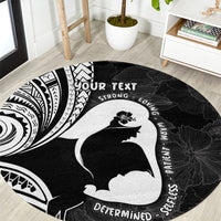 Mother's Day Round Carpet Polynesia Vintage Hibiscus - Black LT7 Black - Polynesian Pride