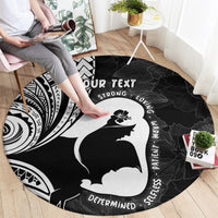 Mother's Day Round Carpet Polynesia Vintage Hibiscus - Black LT7 - Polynesian Pride