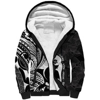 Mother's Day Sherpa Hoodie Polynesia Vintage Hibiscus - Black LT7 Unisex Black - Polynesian Pride