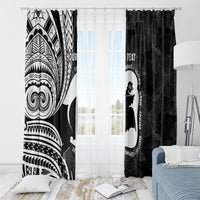 Mother's Day Window Curtain Polynesia Vintage Hibiscus - Black LT7 - Polynesian Pride