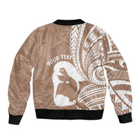 Mother's Day Bomber Jacket Polynesia Vintage Hibiscus - Brown