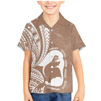 Mother's Day Family Matching Mermaid Dress and Hawaiian Shirt Polynesia Vintage Hibiscus - Brown