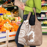 Mother's Day Grocery Bag Polynesia Vintage Hibiscus - Brown