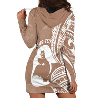 Mother's Day Hoodie Dress Polynesia Vintage Hibiscus - Brown