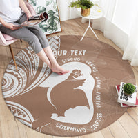 Mother's Day Round Carpet Polynesia Vintage Hibiscus - Brown LT7 - Polynesian Pride