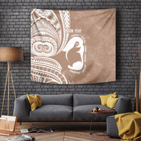 Mother's Day Tapestry Polynesia Vintage Hibiscus - Brown