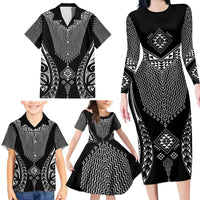 2025 Rugby Championship New Zealand Custom Family Matching Long Sleeve Bodycon Dress and Hawaiian Shirt Poutama Motifs - Polynesian Pride
