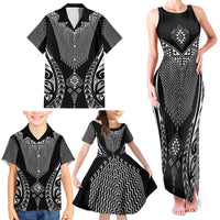 2025 Rugby Championship New Zealand Custom Family Matching Tank Maxi Dress and Hawaiian Shirt Poutama Motifs - Polynesian Pride