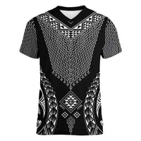 2025 Rugby Championship New Zealand Custom Women V-Neck T-Shirt Poutama Motifs - Polynesian Pride