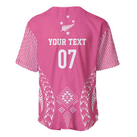 2025 Rugby Championship New Zealand Custom Baseball Jersey Poutama Motifs - Pink Out - Polynesian Pride