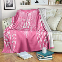 2025 Rugby Championship New Zealand Custom Blanket Poutama Motifs - Pink Out - Polynesian Pride