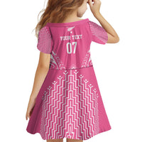 2025 Rugby Championship New Zealand Custom Family Matching Off Shoulder Short Dress and Hawaiian Shirt Poutama Motifs - Pink Out - Polynesian Pride