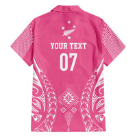 2025 Rugby Championship New Zealand Custom Family Matching Tank Maxi Dress and Hawaiian Shirt Poutama Motifs - Pink Out - Polynesian Pride