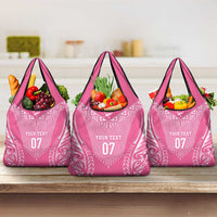 2025 Rugby Championship New Zealand Custom Grocery Bag Poutama Motifs - Pink Out - Polynesian Pride