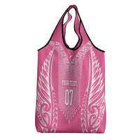 2025 Rugby Championship New Zealand Custom Grocery Bag Poutama Motifs - Pink Out - Polynesian Pride