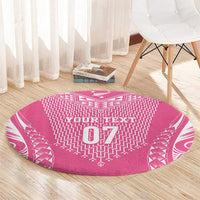 2025 Rugby Championship New Zealand Custom Round Carpet Poutama Motifs - Pink Out - Polynesian Pride