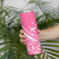 2025 Rugby Championship New Zealand Custom Skinny Tumbler Poutama Motifs - Pink Out - Polynesian Pride