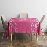 2025 Rugby Championship New Zealand Custom Tablecloth Poutama Motifs - Pink Out - Polynesian Pride