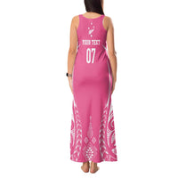 2025 Rugby Championship New Zealand Custom Tank Maxi Dress Poutama Motifs - Pink Out - Polynesian Pride