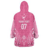 2025 Rugby Championship New Zealand Custom Wearable Blanket Hoodie Poutama Motifs - Pink Out - Polynesian Pride