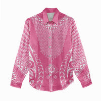 2025 Rugby Championship New Zealand Custom Women Casual Shirt Poutama Motifs - Pink Out - Polynesian Pride