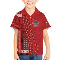 Samoa FAST Siapo Kid Hawaiian Shirt Tatau-Ulafala Vines LT7 Kid Red - Polynesian Pride