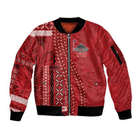 Samoa FAST Siapo Sleeve Zip Bomber Jacket Tatau-Ulafala Vines LT7 Unisex Red - Polynesian Pride