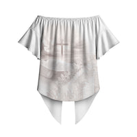 Samoa Lotu Tamaiti White Prayers Off Shoulder Wrap Waist Top Floral Mamanu Siapo