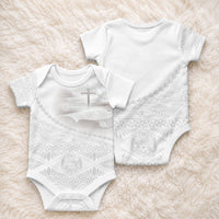 Tonga White Sunday Fakame Baby Onesie Tokelaufeletoa Kupesi