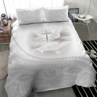Tonga White Sunday Fakame Bedding Set Tokelaufeletoa Kupesi