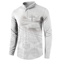 Tonga White Sunday Fakame Button Sweatshirt Tokelaufeletoa Kupesi