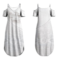 Tonga White Sunday Fakame Couples Matching Summer Maxi Dress and Long Sleeve Button Shirt Tokelaufeletoa Kupesi